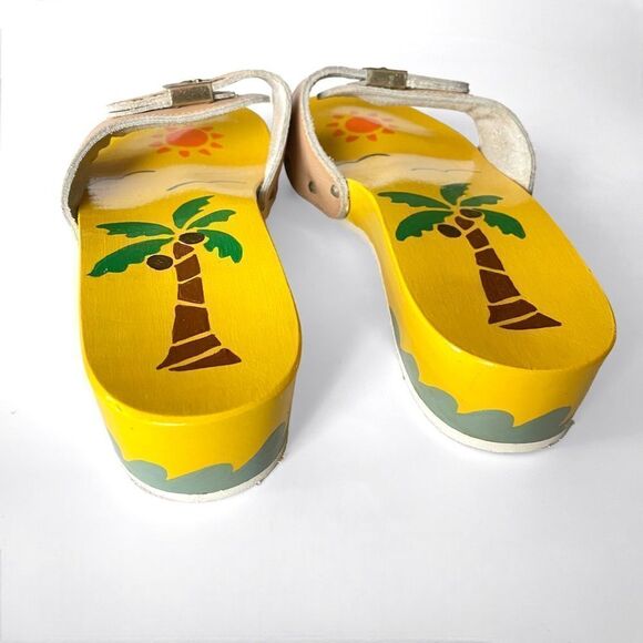 Dr. Scholl’s Hand Painted Palm Tree Wooden Clog Sandals - Picture 5 of 7